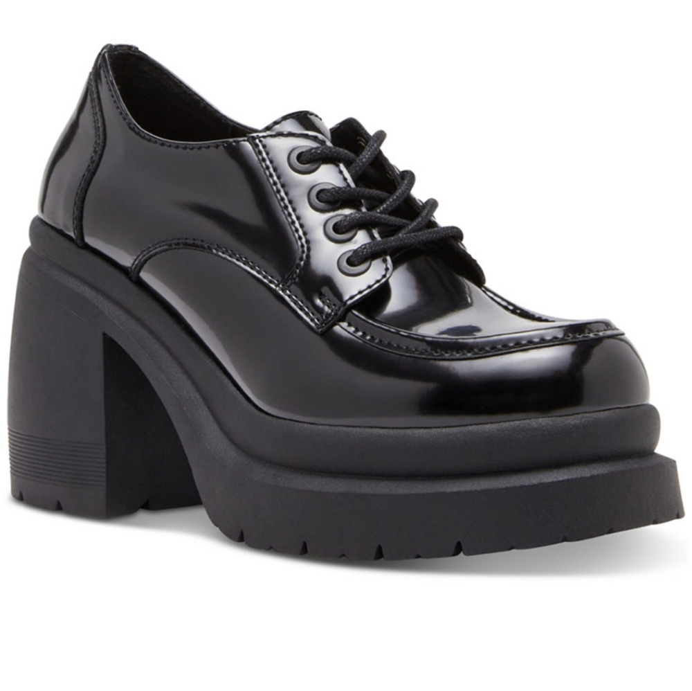 Madden Girl Time Black Chunky Platform Oxfords